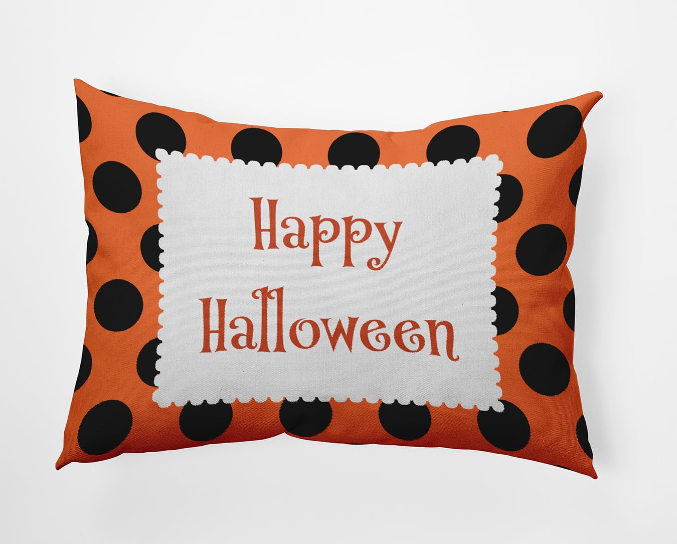 20" x 14" Simply Daisy Halloween Happy Halloween Dots Polyester Accent Pillow, Traditional Orange Qty 1