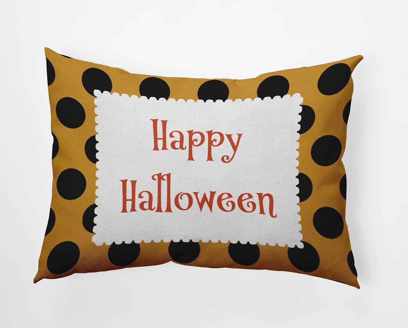 20" x 14" Simply Daisy Halloween Happy Halloween Dots Polyester Indoor/Outdoor Pillow, Golden Mustard Qty 1