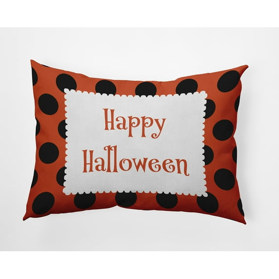 20" x 14" Simply Daisy Halloween Happy Halloween Dots Polyester Indoor/Outdoor Pillow, Harvest Orange Qty 1