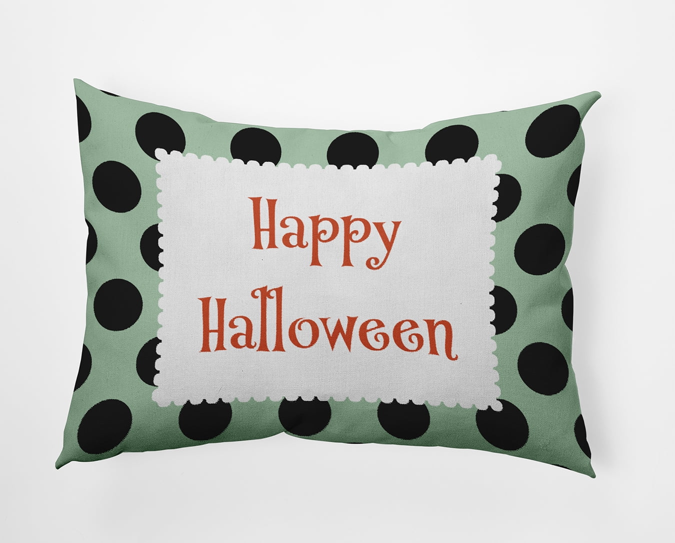 20" x 14" Simply Daisy Halloween Happy Halloween Dots Polyester Indoor/Outdoor Pillow, Mint Green Qty 1
