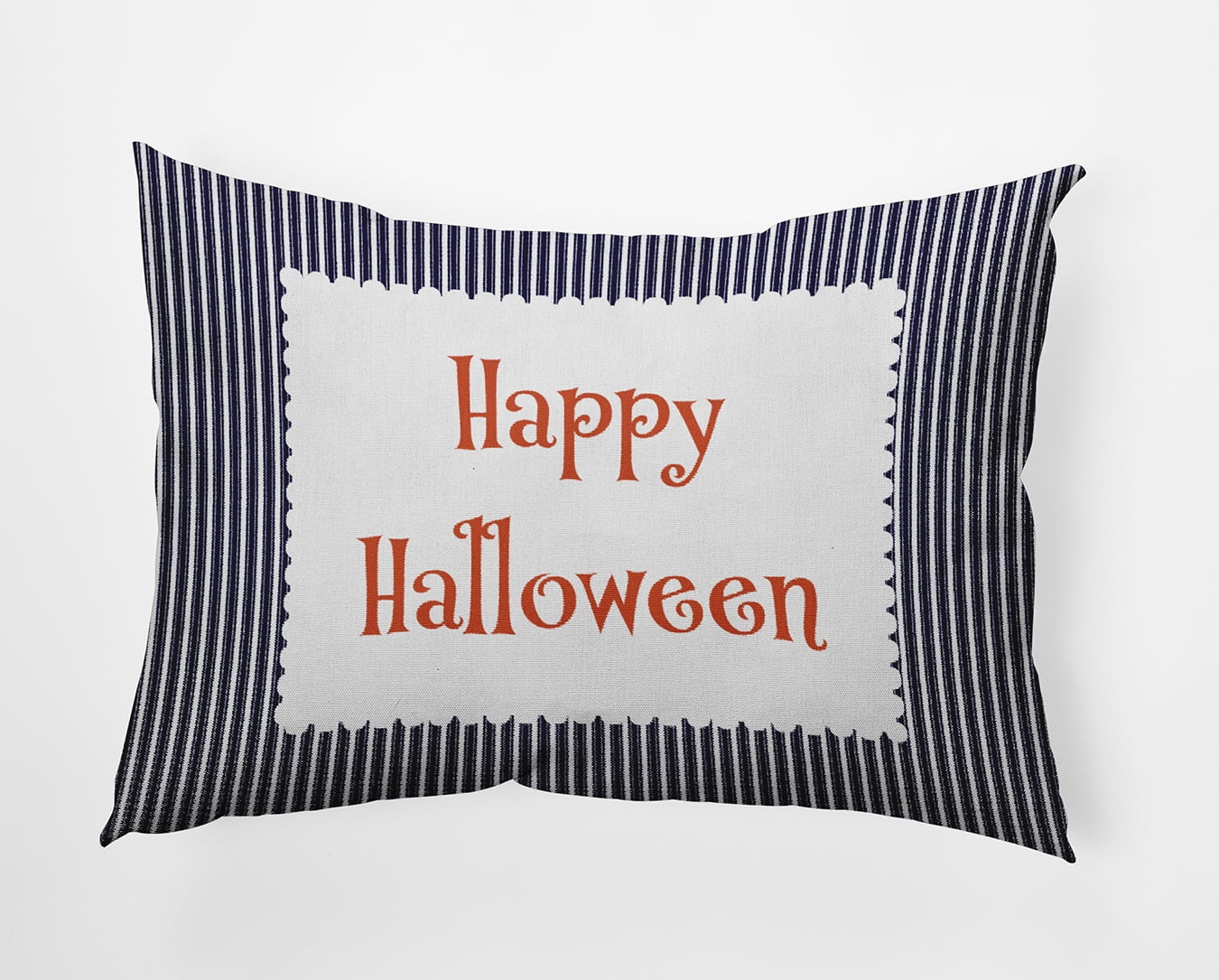 20" x 14" Simply Daisy Halloween Happy Halloween Ticking Polyester Indoor/Outdoor Pillow, Navy Qty 1
