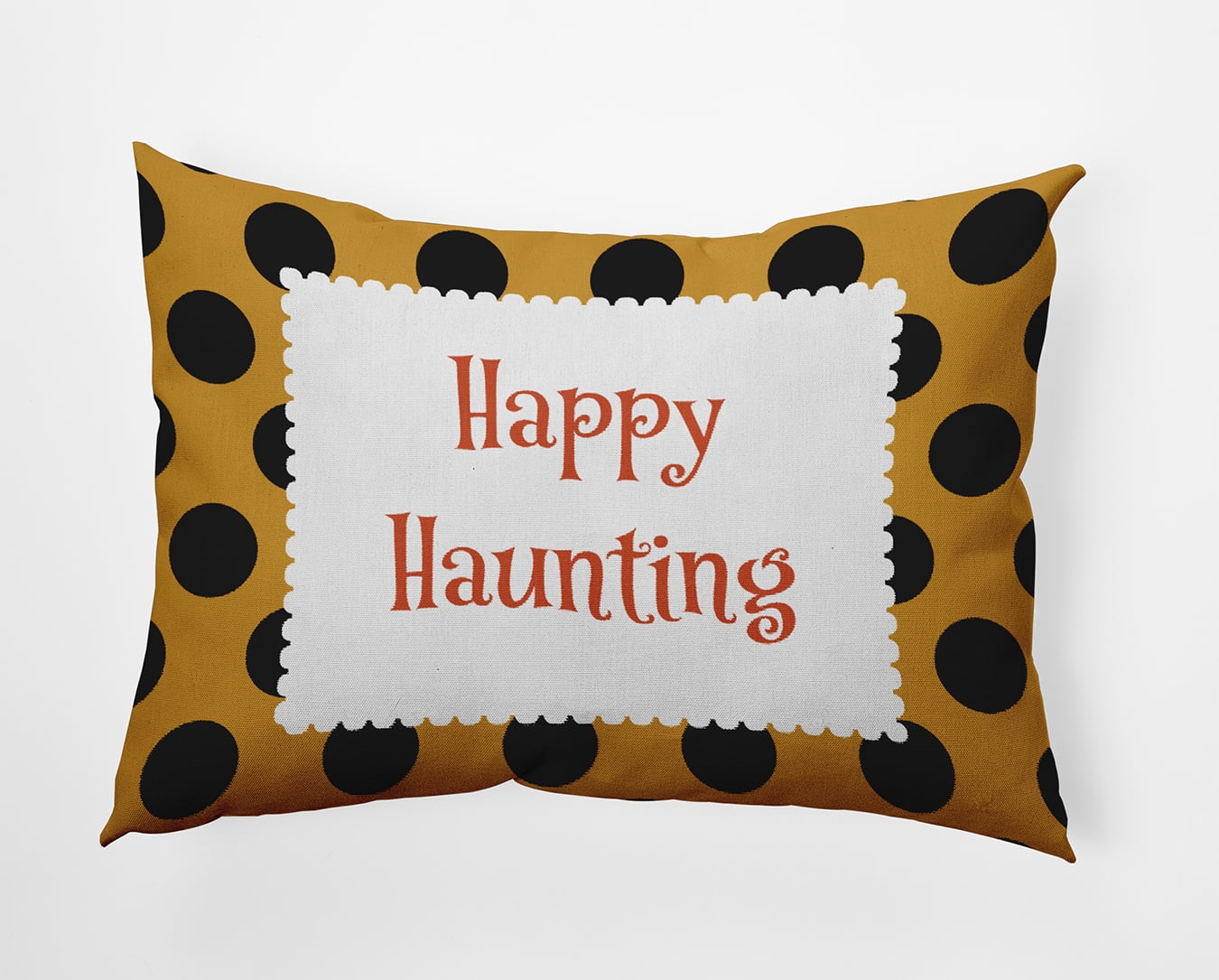 20" x 14" Simply Daisy Halloween Happy Haunting Dots Polyester Accent Pillow, Golden Mustard Qty 1
