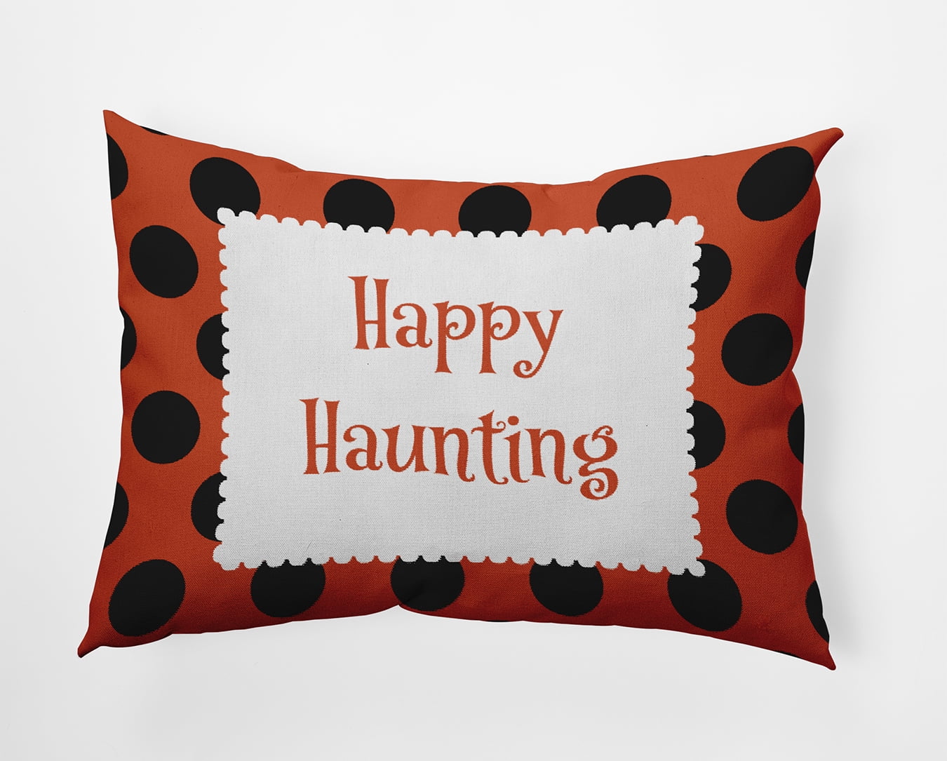 20" x 14" Simply Daisy Halloween Happy Haunting Dots Polyester Indoor/Outdoor Pillow, Harvest Orange Qty 1