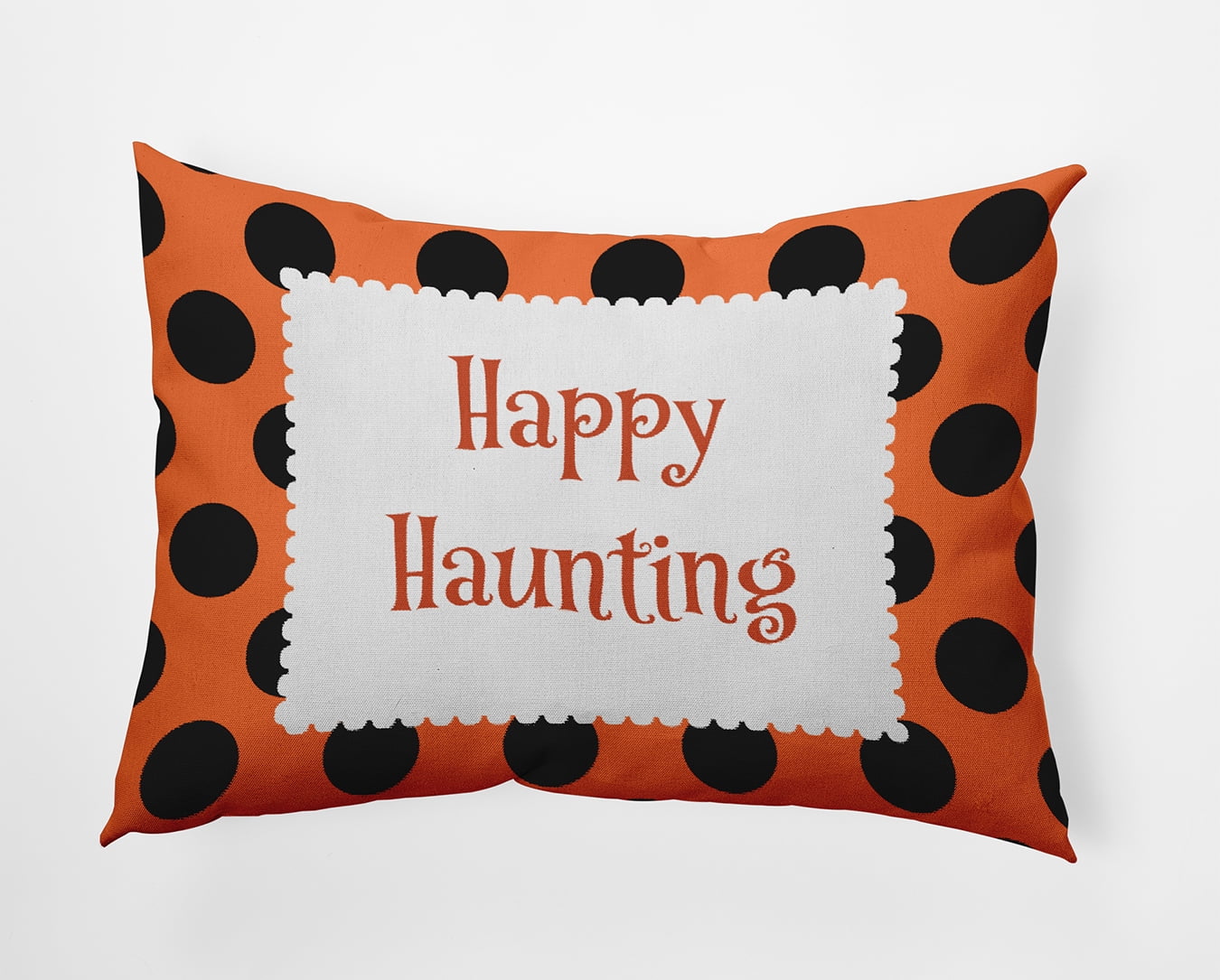 20" x 14" Simply Daisy Halloween Happy Haunting Dots Polyester Indoor/Outdoor Pillow, Traditional Orange Qty 1