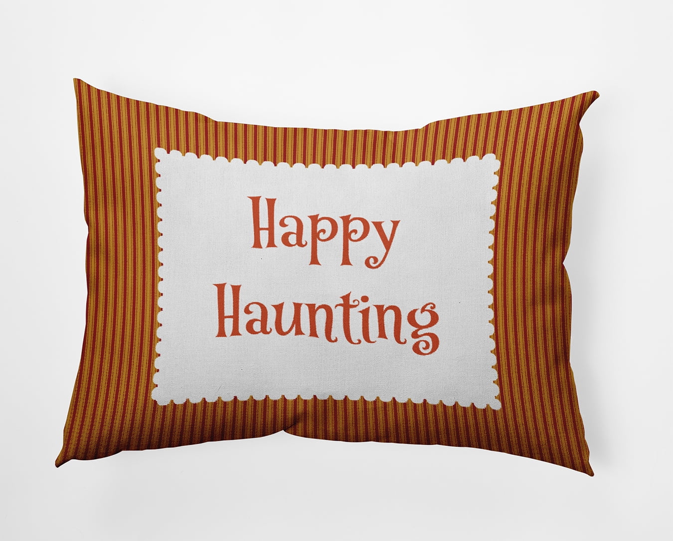 20" x 14" Simply Daisy Halloween Happy Haunting Ticking Polyester Accent Pillow, Dark Red Qty 1