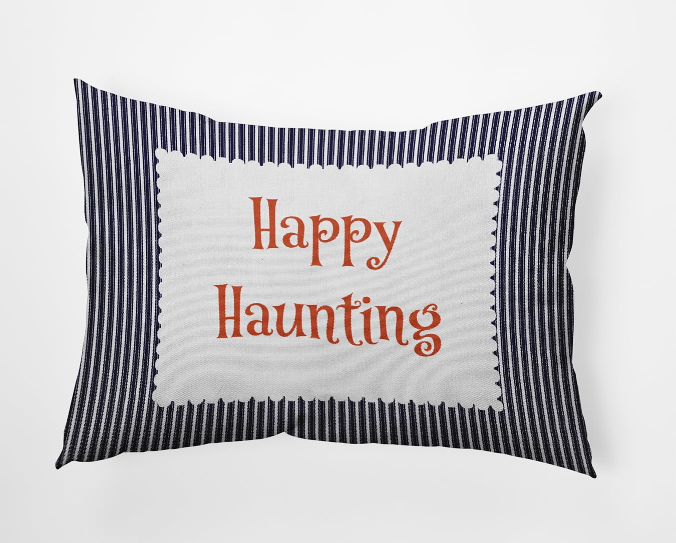 20" x 14" Simply Daisy Halloween Happy Haunting Ticking Polyester Accent Pillow, Navy Qty 1