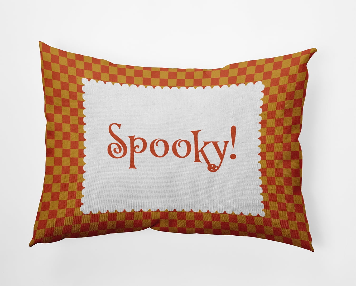 20" x 14" Simply Daisy Halloween Spooky Checks Polyester Indoor/Outdoor Pillow, Rust Qty 1