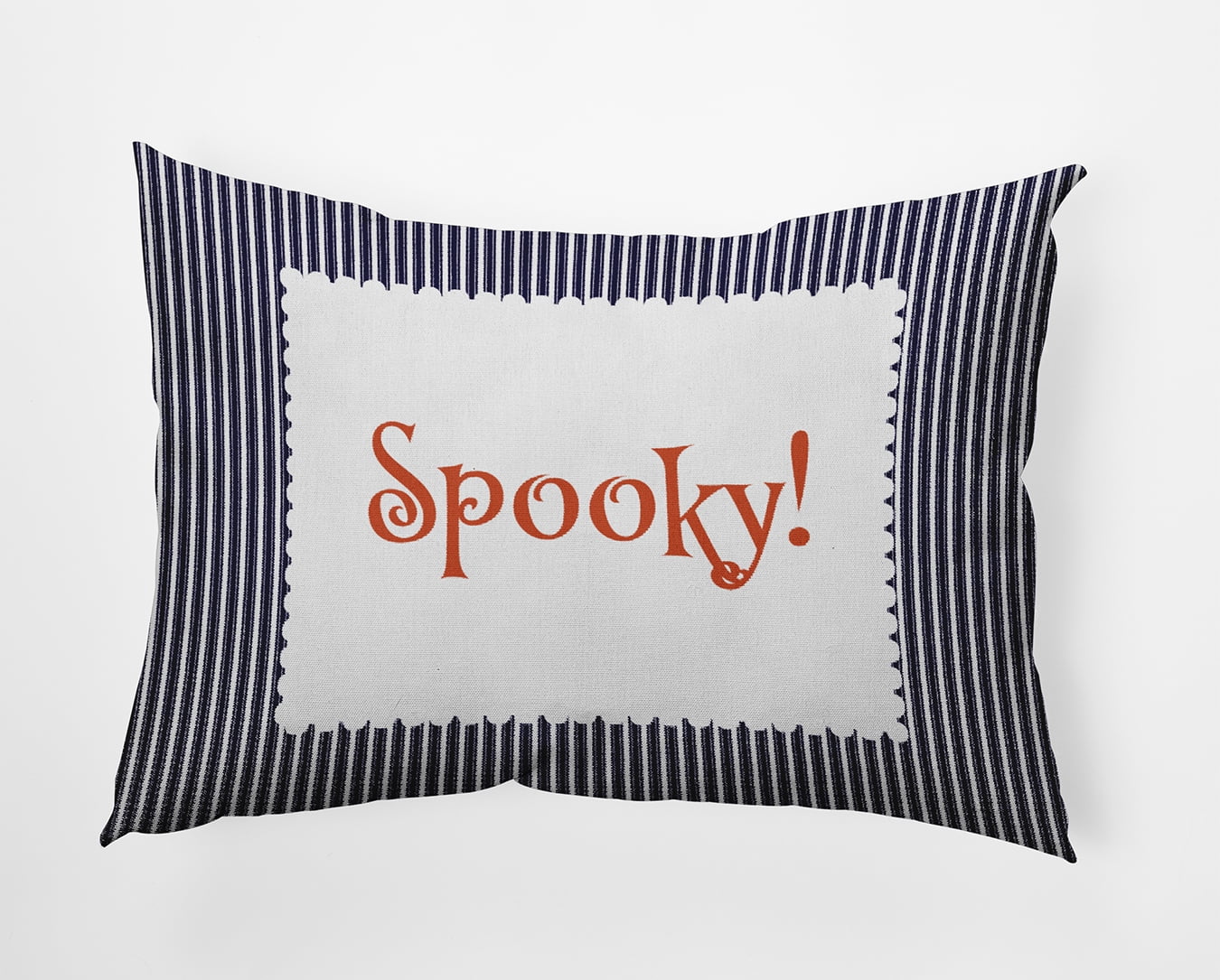 20" x 14" Simply Daisy Halloween Spooky Ticking Polyester Accent Pillow, Navy Qty 1