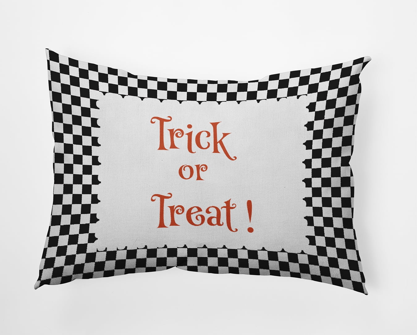 20" x 14" Simply Daisy Halloween Trick or Treat Checks Polyester Accent Pillow, Black Qty 1