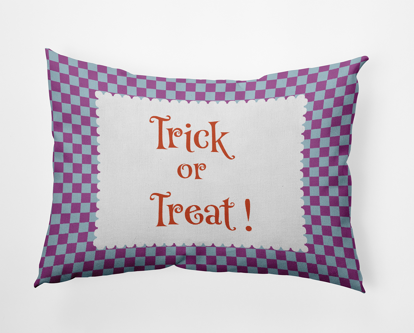 20" x 14" Simply Daisy Halloween Trick or Treat Checks Polyester Accent Pillow, Orchid Qty 1