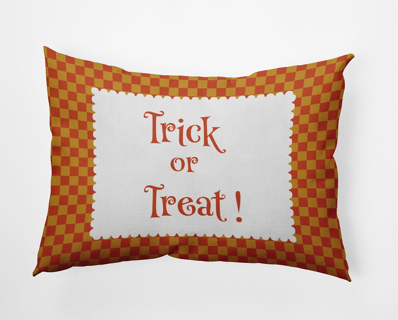 20" x 14" Simply Daisy Halloween Trick or Treat Checks Polyester Accent Pillow, Rust Qty 1