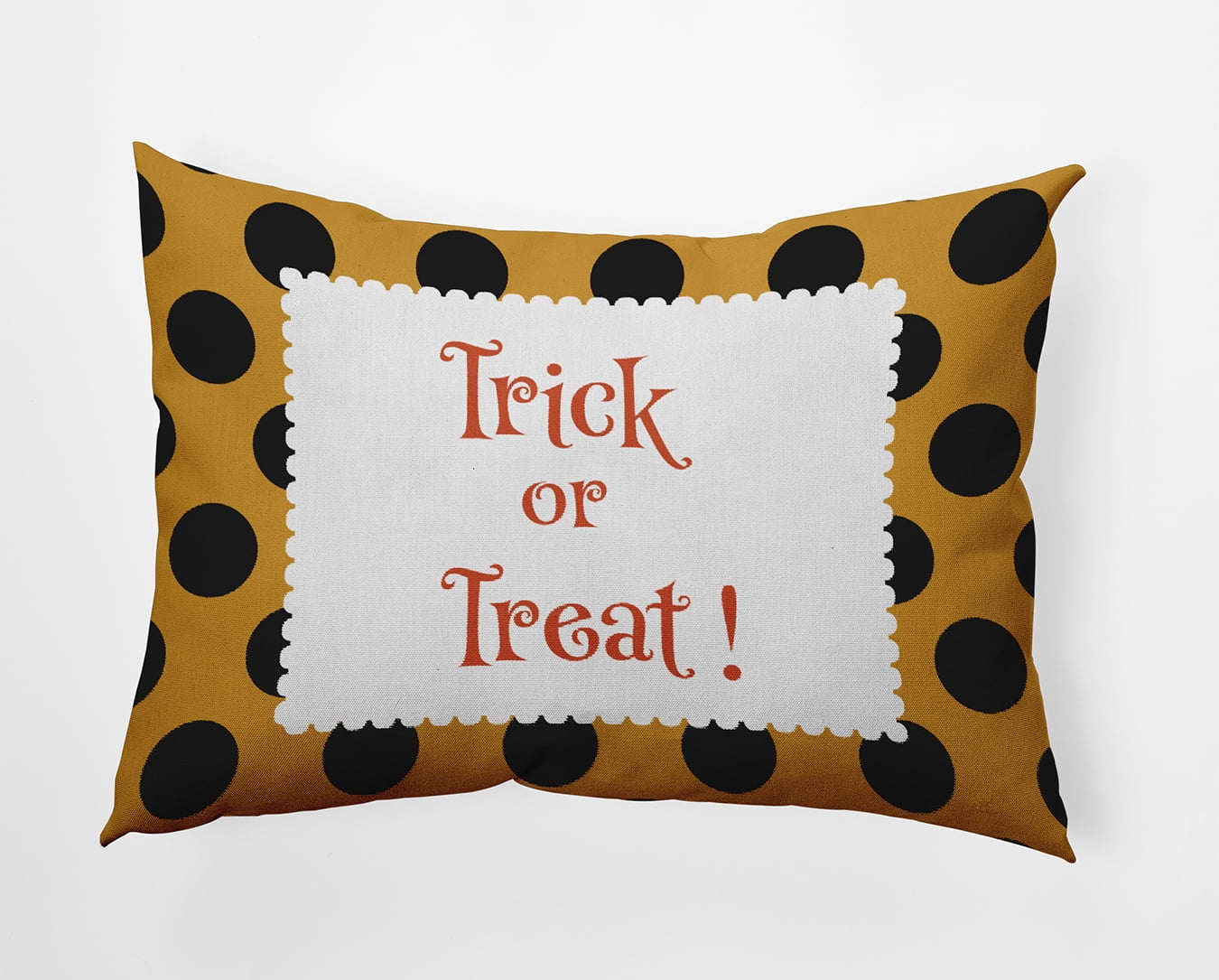 20" x 14" Simply Daisy Halloween Trick or Treat Dots Polyester Indoor/Outdoor Pillow, Golden Mustard Qty 1