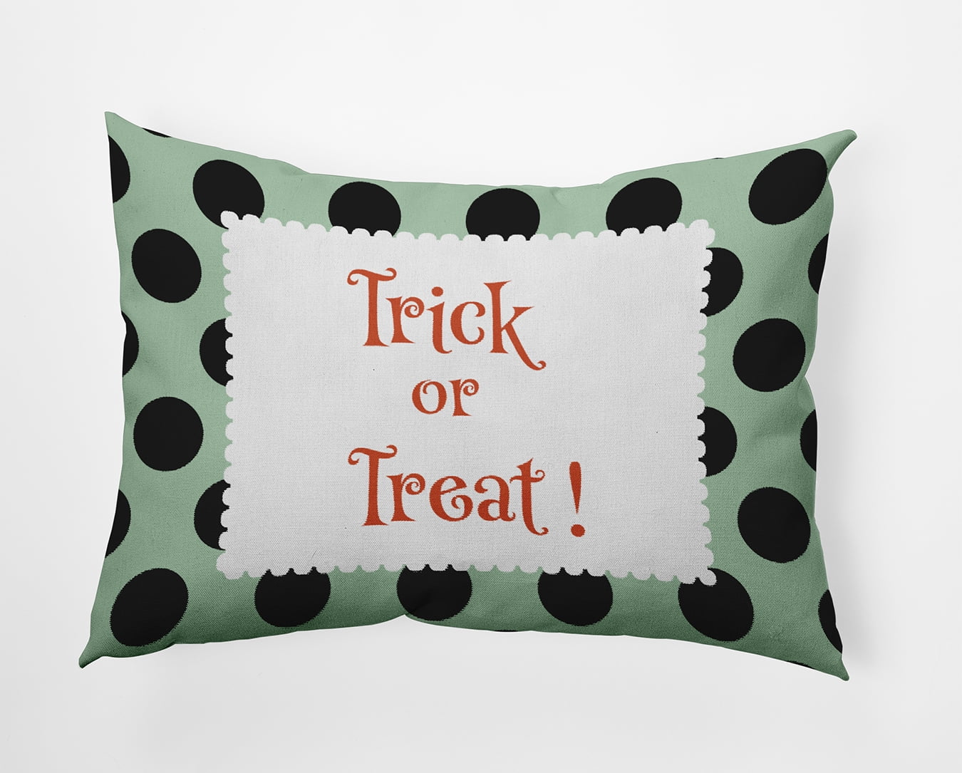 20" x 14" Simply Daisy Halloween Trick or Treat Dots Polyester Indoor/Outdoor Pillow, Mint Green Qty 1
