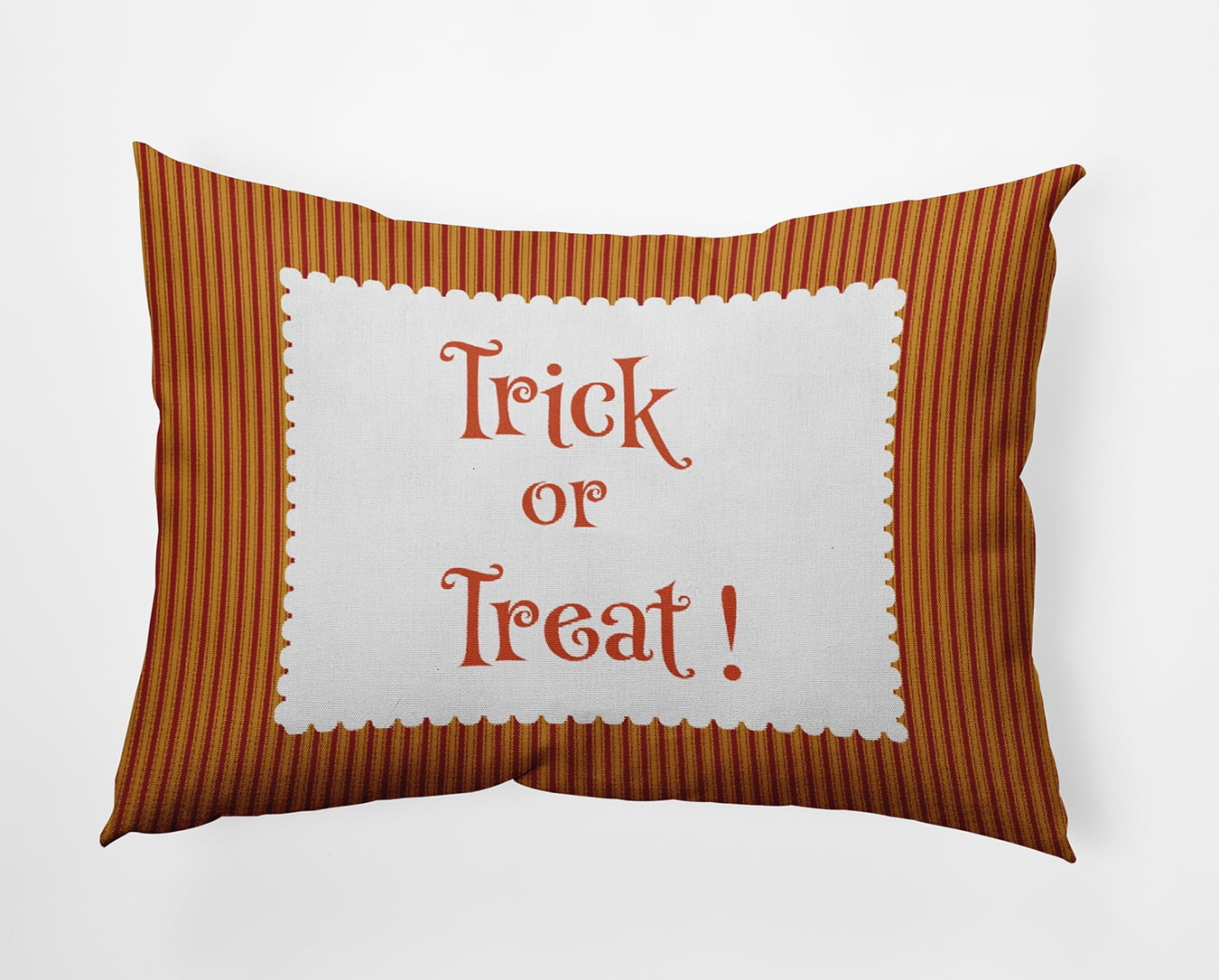 20" x 14" Simply Daisy Halloween Trick or Treat Ticking Polyester Indoor/Outdoor Pillow, Dark Red Qty 1