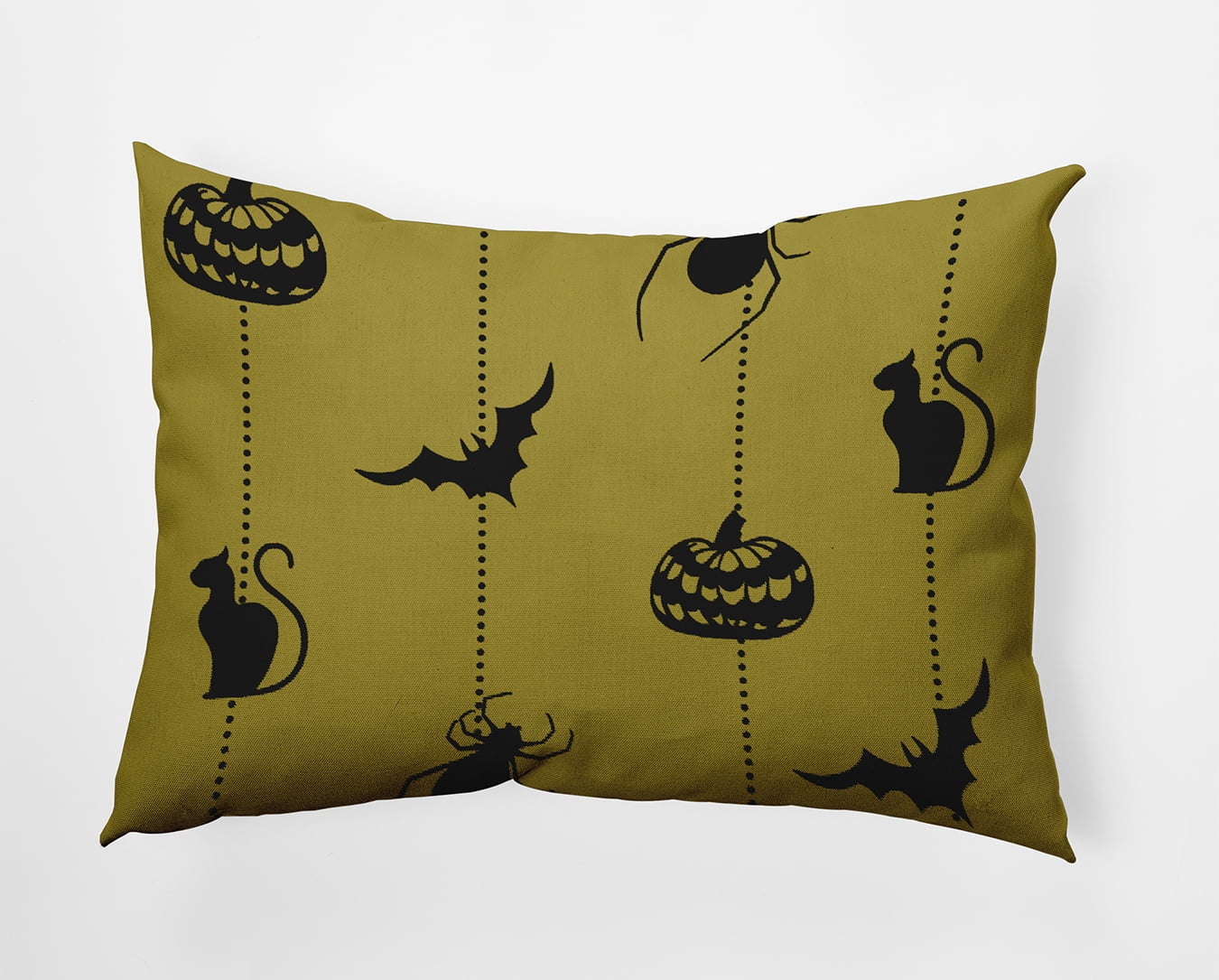 20" x 14" Simply Daisy Halloween Web Polyester Indoor/Outdoor Pillow, Muted Gold Qty 1