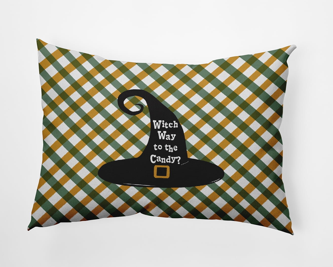 20" x 14" Simply Daisy Halloween Witch Way to the Candy Polyester Accent Pillow, Golden Mustard Qty 1