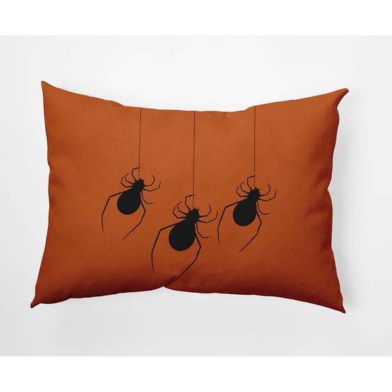 20" x 14" Simply Daisy Hanging Spiders Halloween Polyester Accent Pillow, Dusty Orange Qty 1