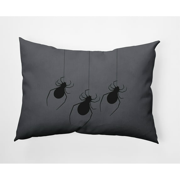 20" x 14" Simply Daisy Hanging Spiders Halloween Polyester Accent Pillow, Steel Gray Qty 1
