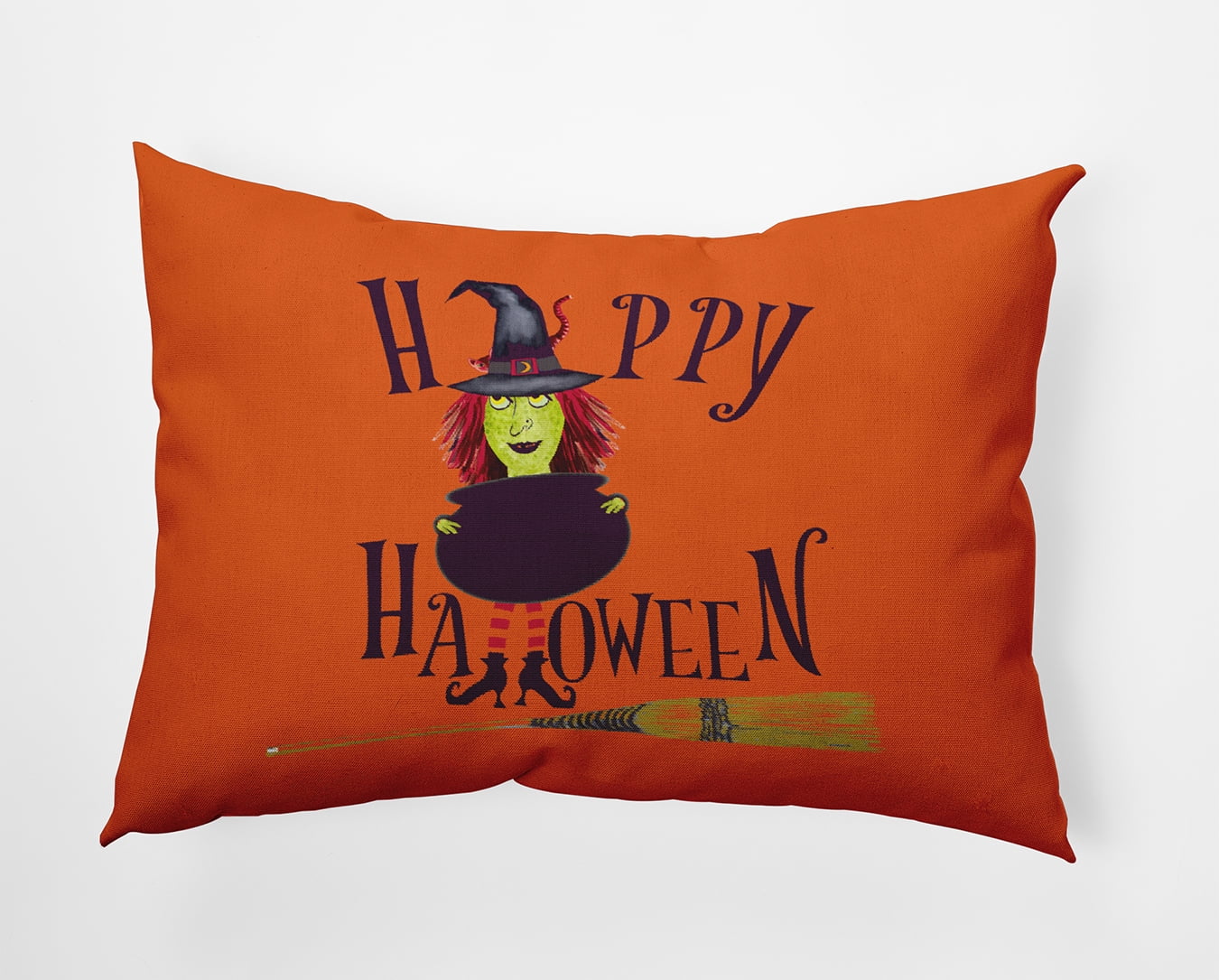 20" x 14" Simply Daisy Happy Halloween Witch Polyester Accent Pillow, Dusty Orange Qty 1