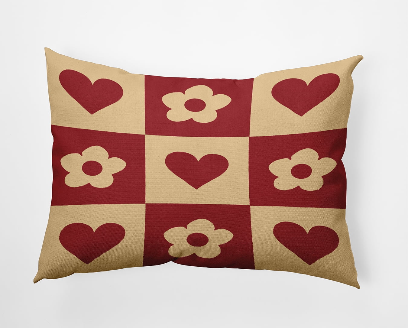 20" x 14" Simply Daisy Heart And Flowers Grid Polyester Accent Pillow, Buddah Qty 1