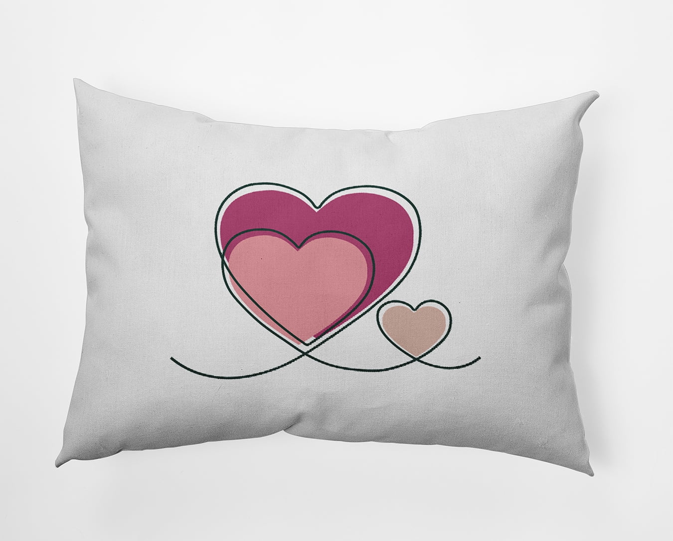 20" x 14" Simply Daisy Hearts With Outlines Polyester Accent Pillow, Pink Icing Qty 1