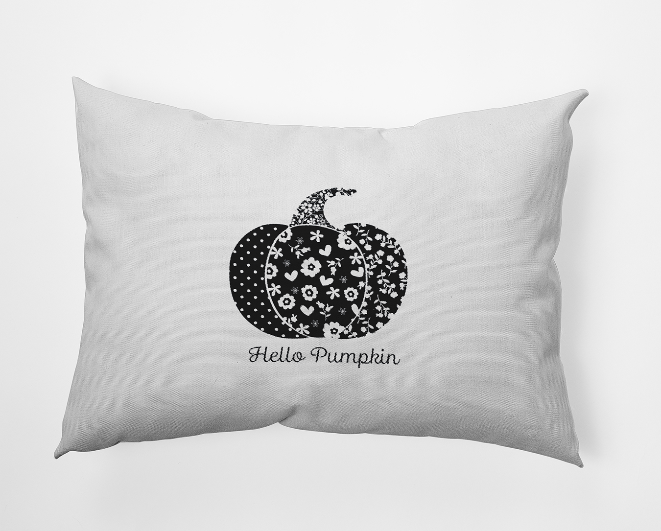 20" x 14" Simply Daisy Hello Pumpkin Polyester Indoor/Outdoor Pillow, Black Qty 1