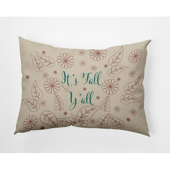 20" x 14" Simply Daisy It's Fall Y'all Polyester Accent Pillow, Taupe Qty 1