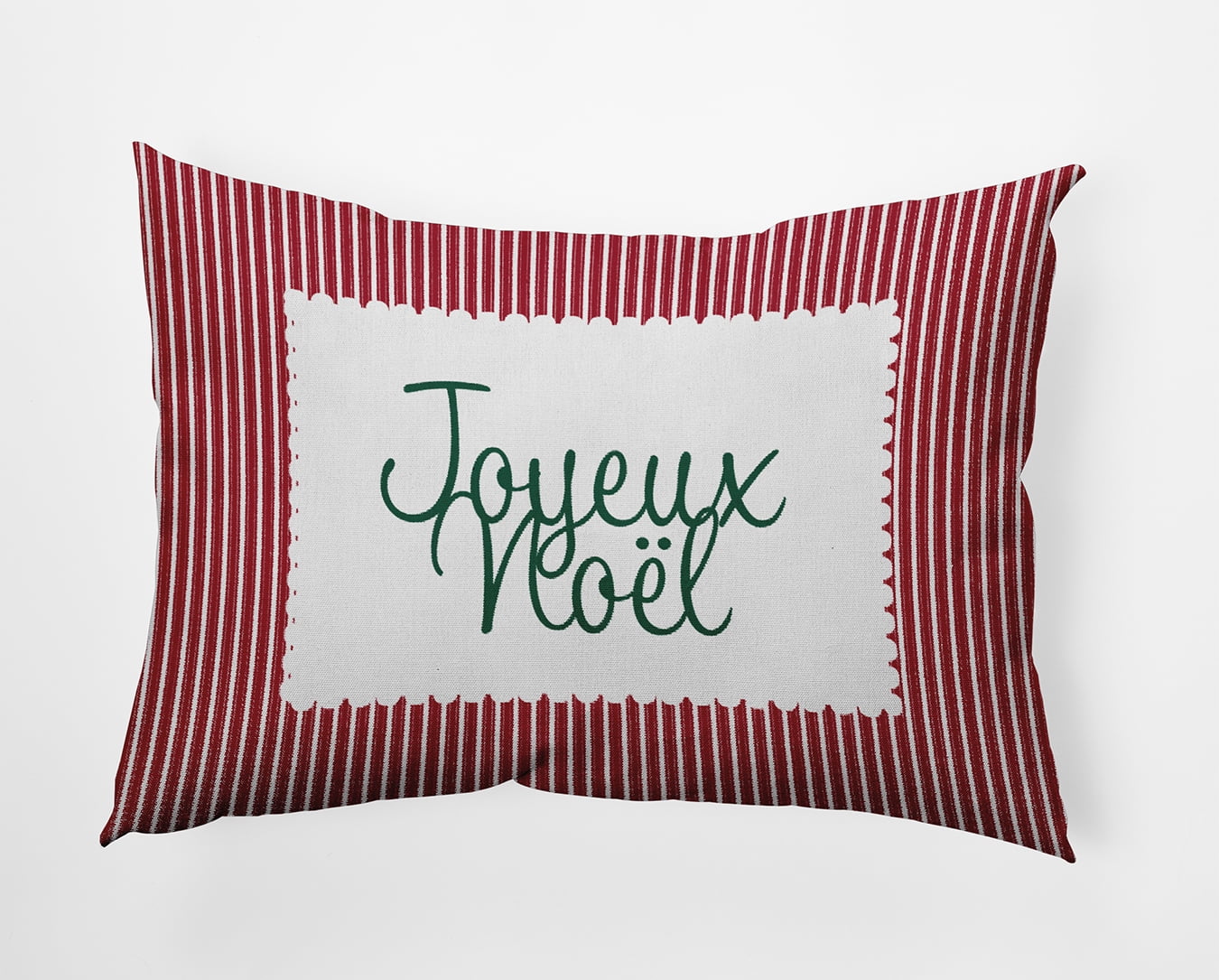 20" x 14" Simply Daisy Joyeux Noel Ticking Polyester Indoor/Outdoor Pillow, Haute Red Qty 1