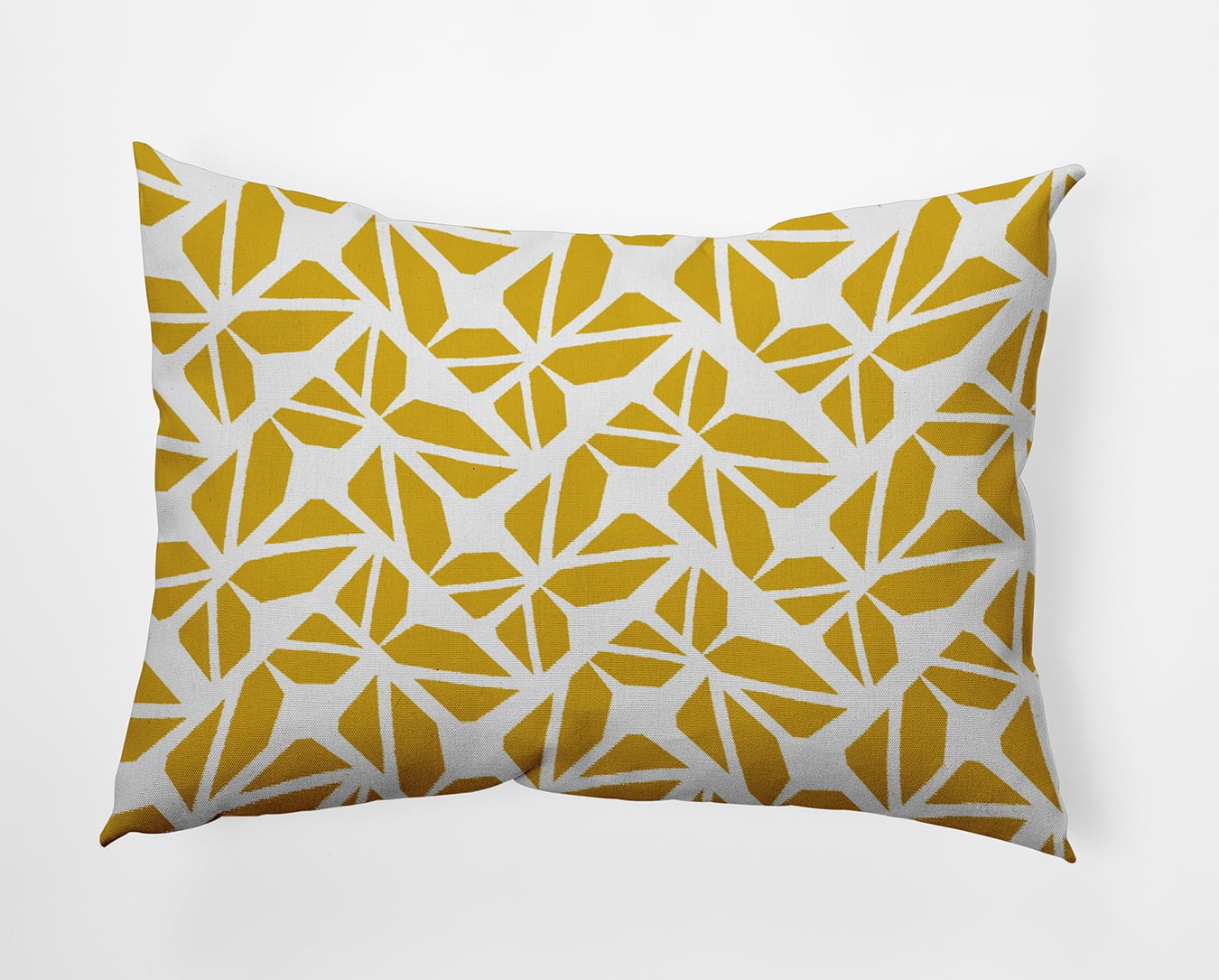 Mustard and White Geometric Outdoor Throw Pillow