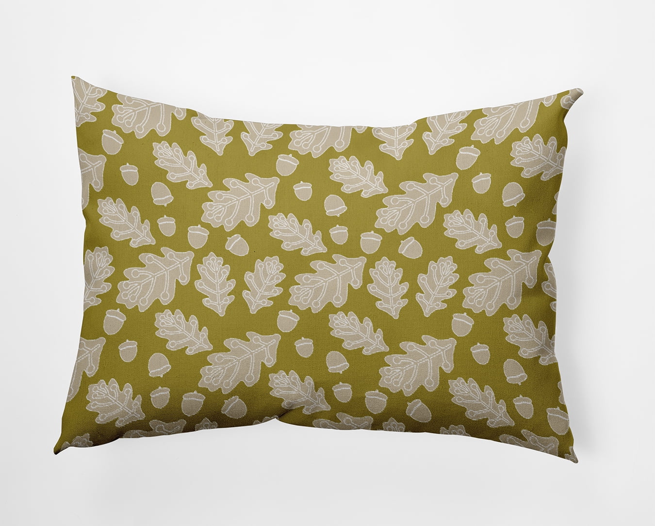 20" x 14" Simply Daisy Leaves and Acorns Polyester Indoor/Outdoor Pillow, Muted Gold Qty 1