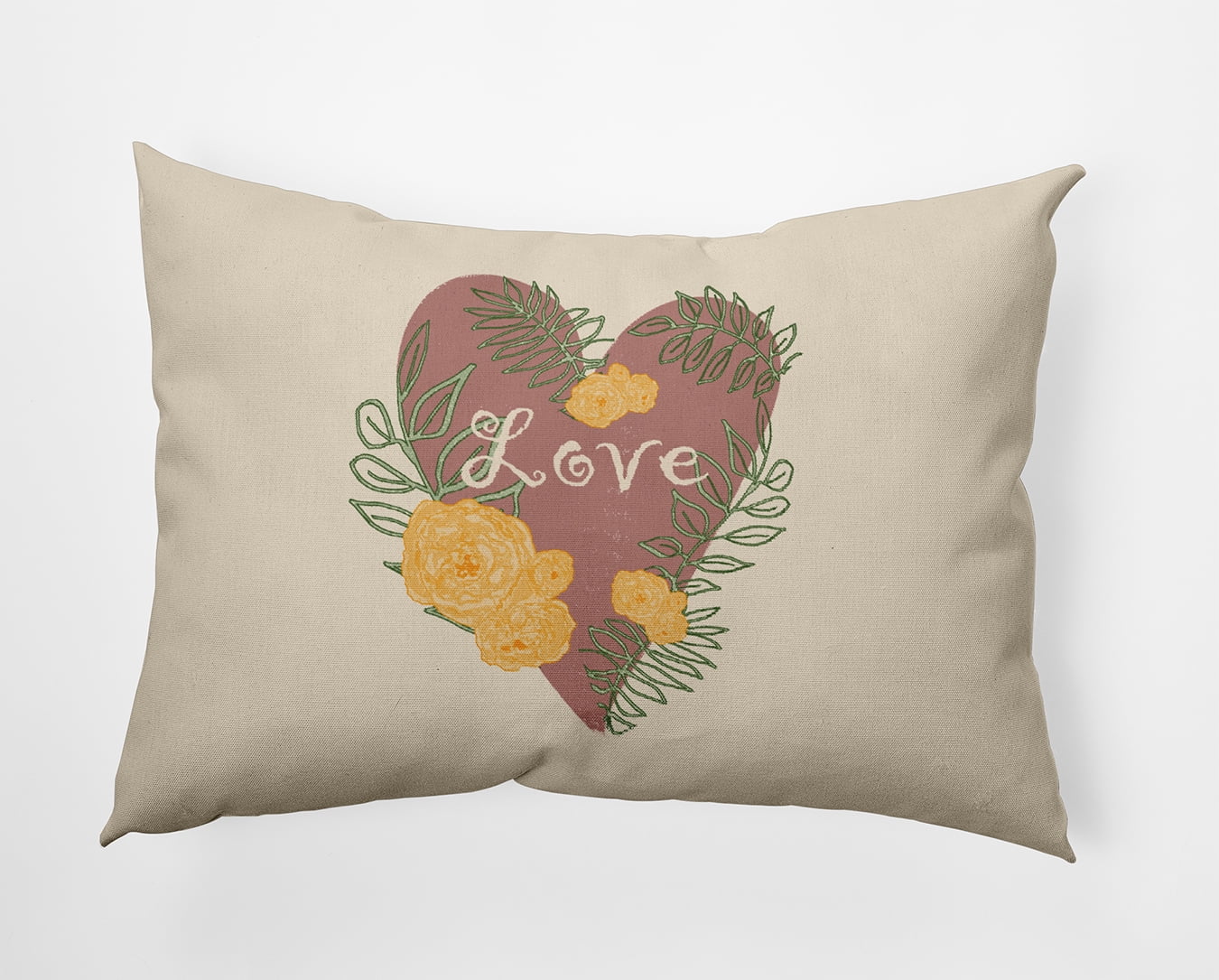 20" x 14" Simply Daisy Love And Roses Polyester Accent Pillow, Rusty Mauve Qty 1