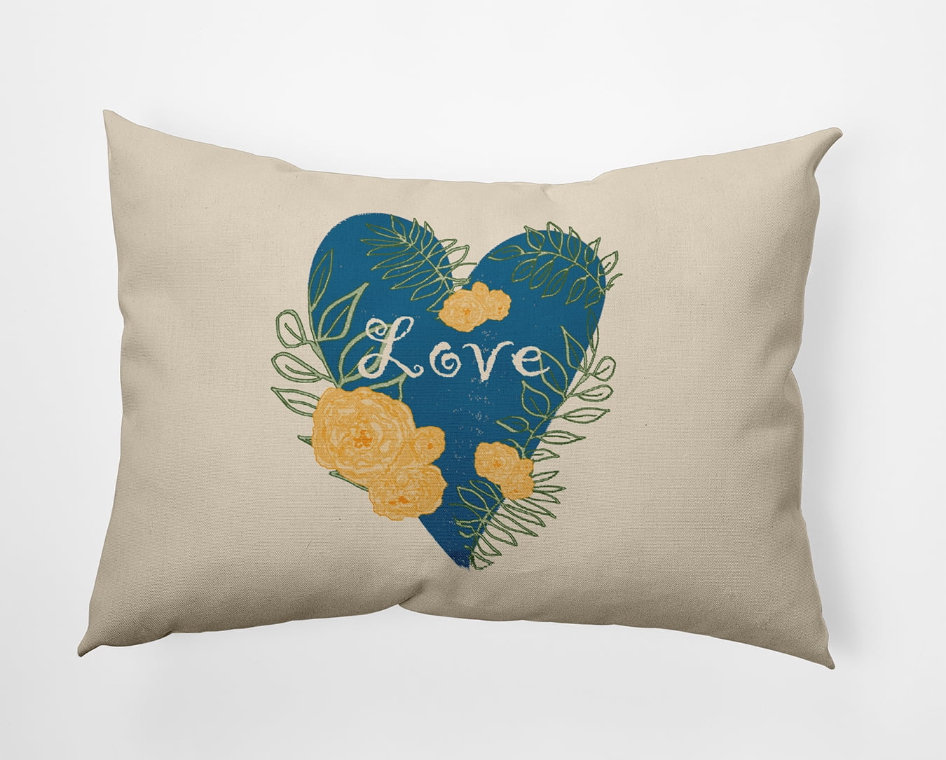20" x 14" Simply Daisy Love And Roses Polyester Indoor/Outdoor Pillow, Teal Qty 1