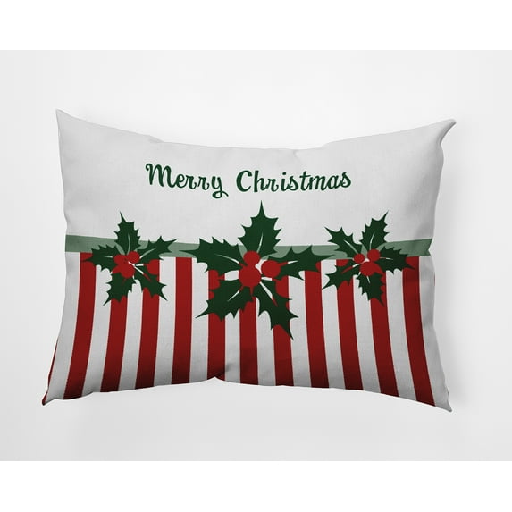 20" x 14" Simply Daisy Merry Christmas Stripes Polyester Accent Pillow, Forest Green Qty 1