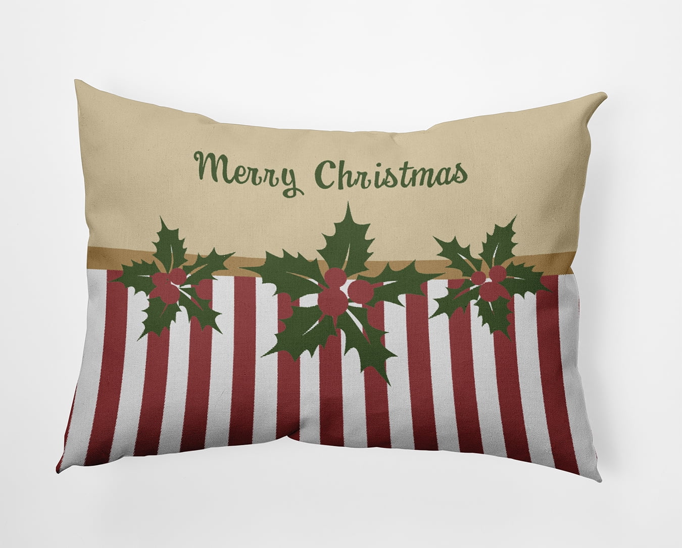 20" x 14" Simply Daisy Merry Christmas Stripes Polyester Accent Pillow, Moss Green Qty 1