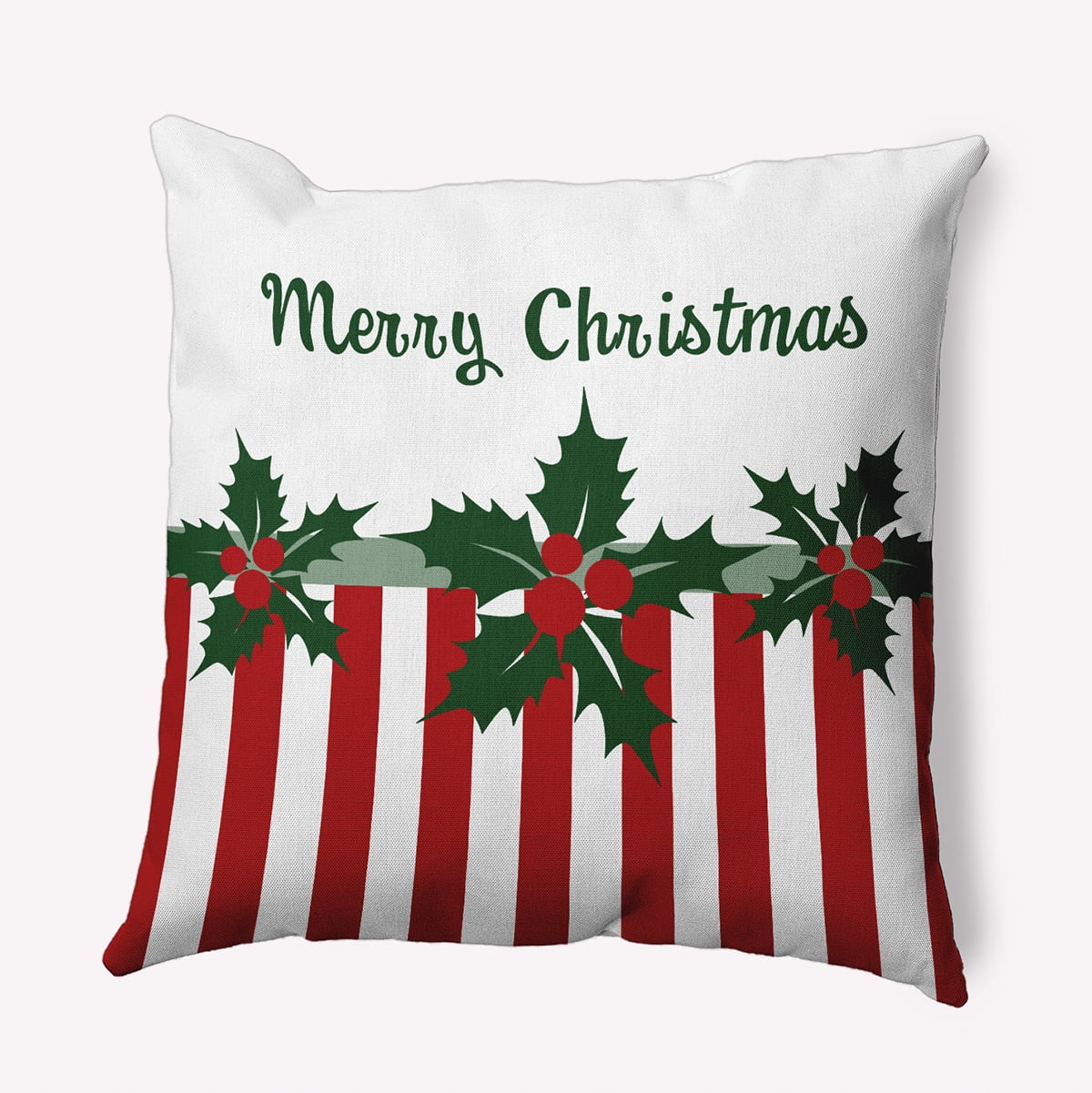 20" x 14" Simply Daisy Merry Christmas Stripes Polyester Indoor/Outdoor Pillow, Forest Green Qty 1