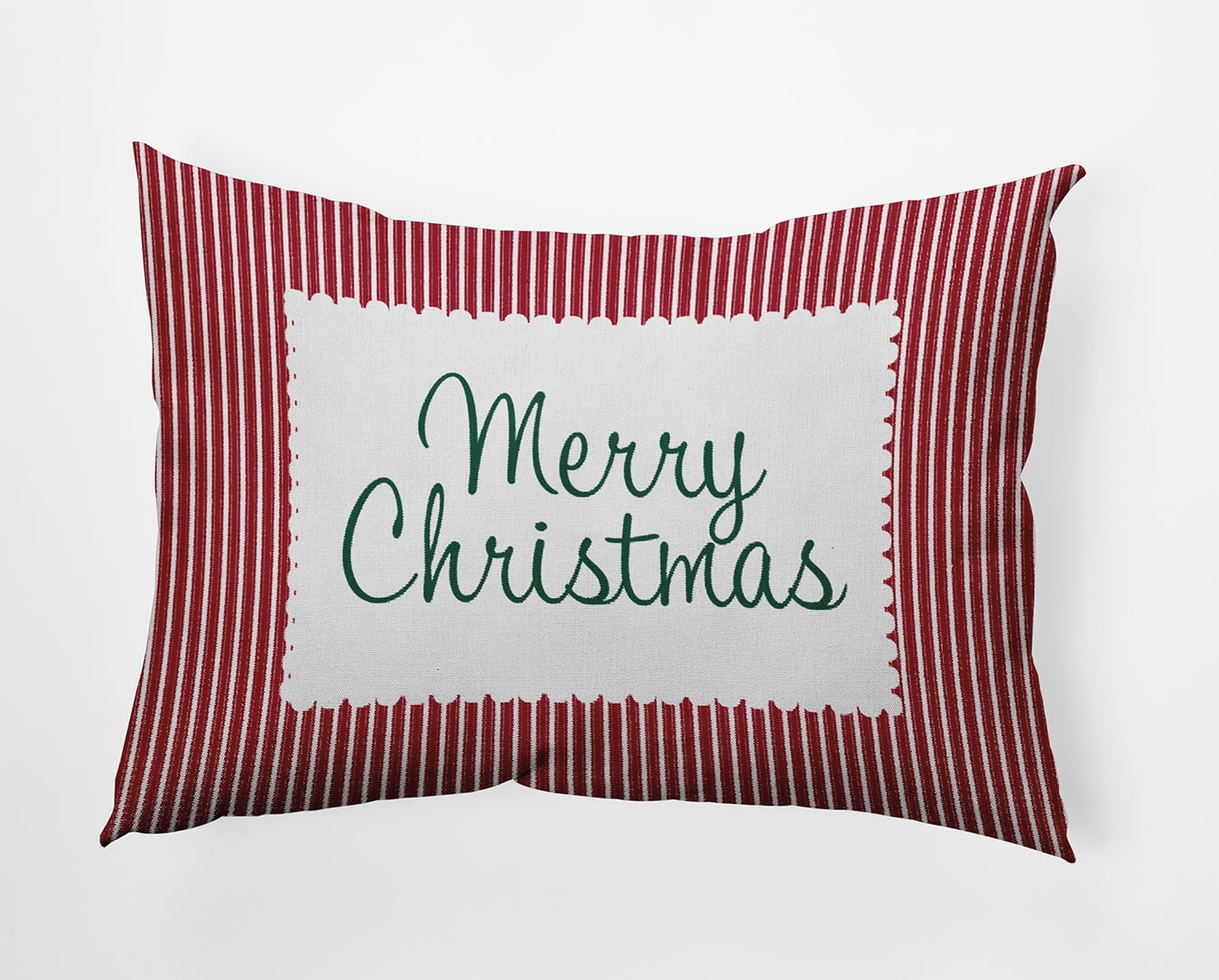 20" x 14" Simply Daisy Merry Christmas Ticking Polyester Accent Pillow, Haute Red Qty 1