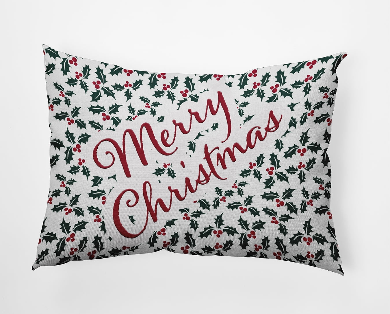 20" x 14" Simply Daisy Merry Christmas with Holly Polyester Indoor/Outdoor Pillow, Christmas Green Qty 1