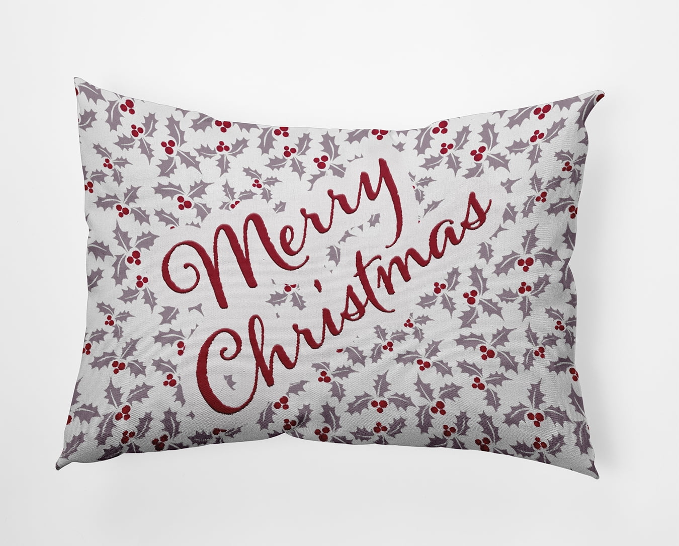 20" x 14" Simply Daisy Merry Christmas with Holly Polyester Indoor/Outdoor Pillow, Light Purple Qty 1