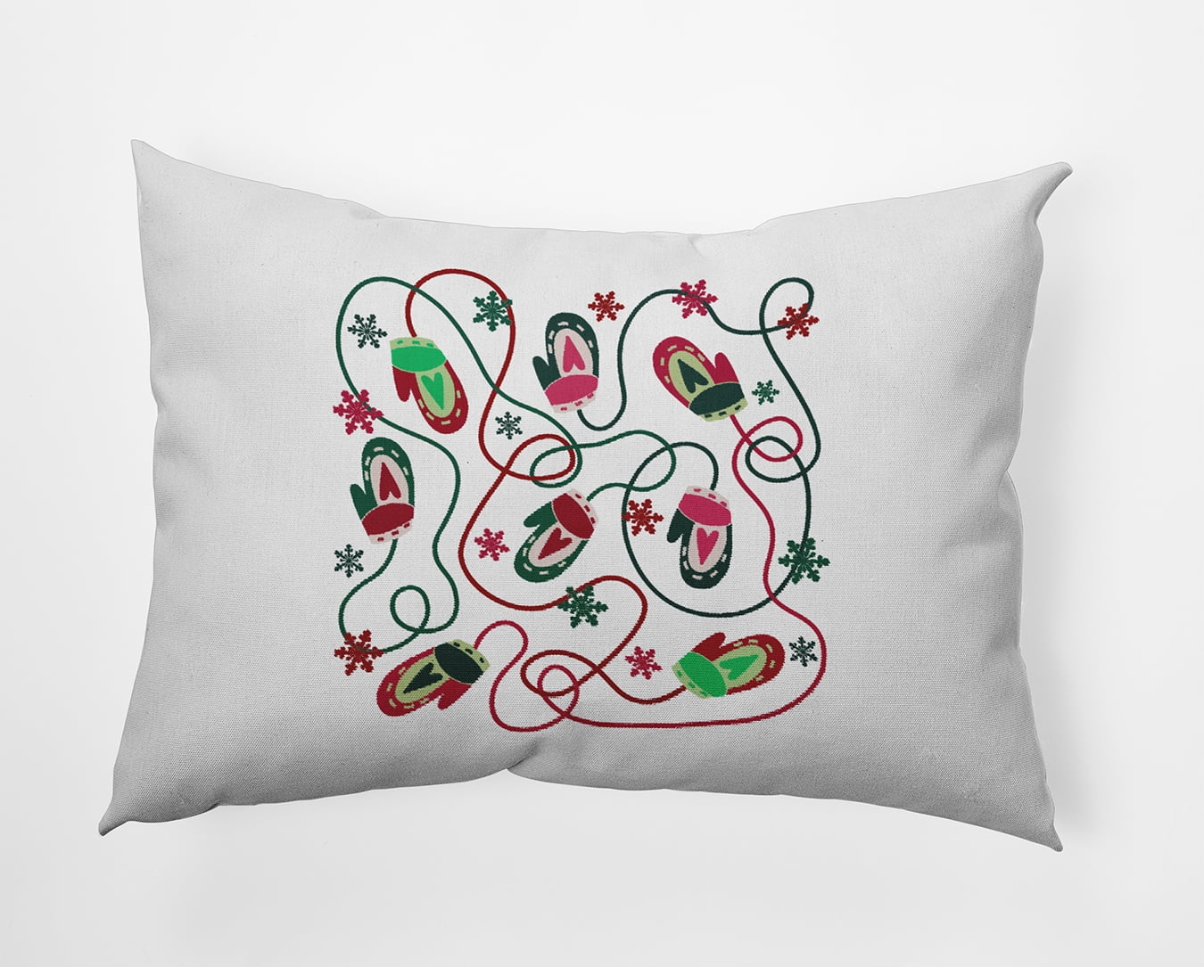 20" x 14" Simply Daisy Mittens Polyester Indoor/Outdoor Pillow, Forest Green Qty 1