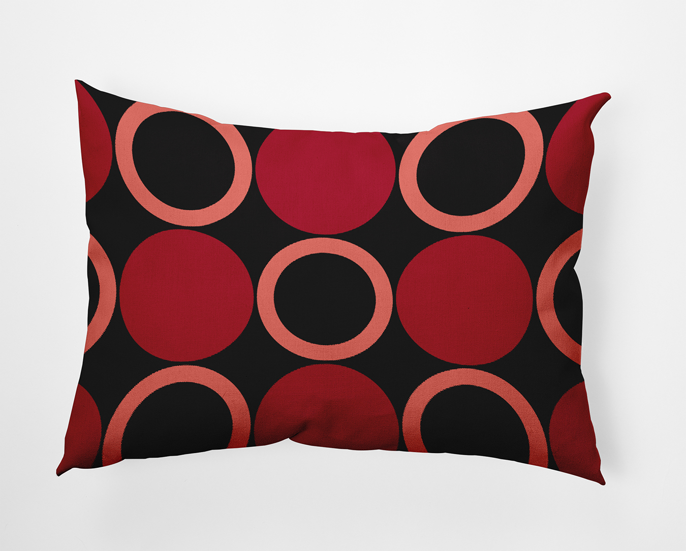 20" x 14" Simply Daisy Mod Circles Polyester Accent Pillow, Dark Red Qty 1