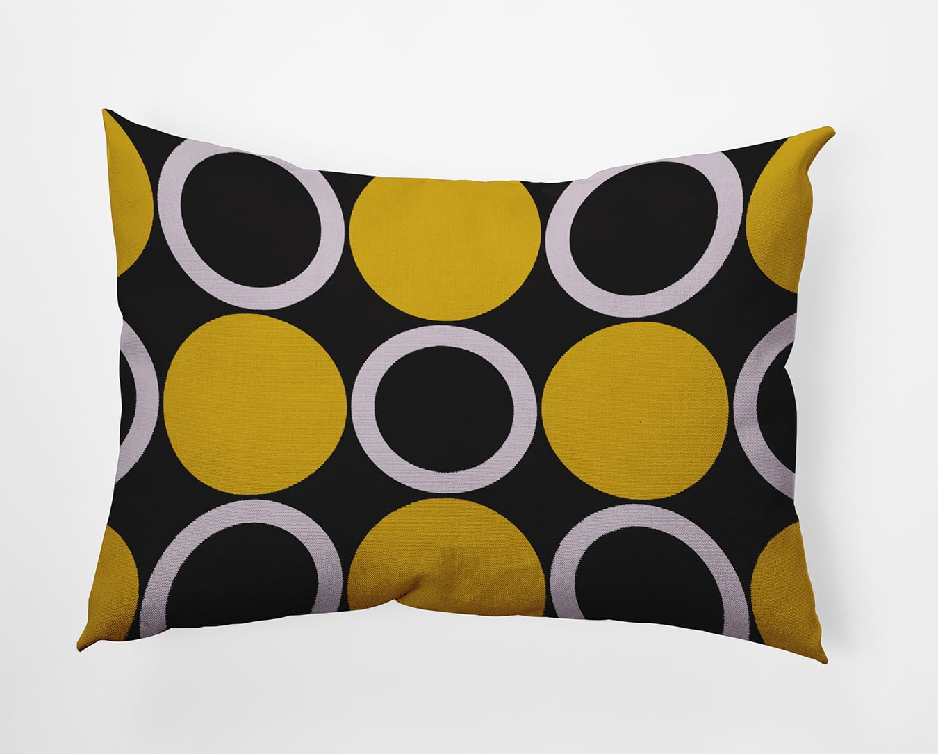 20" x 14" Simply Daisy Mod Circles Polyester Indoor/Outdoor Pillow, Mustard Qty 1