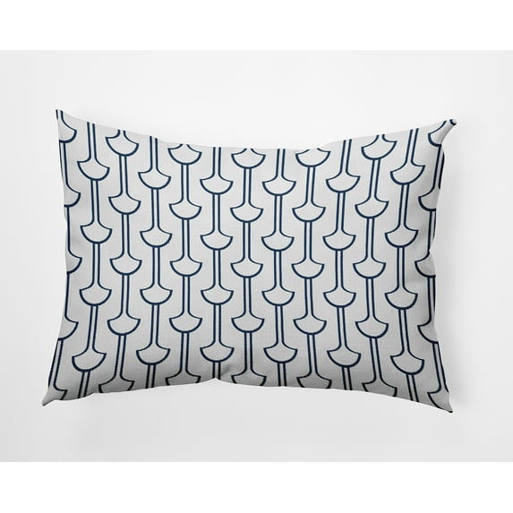 20" x 14" Simply Daisy Modern Ginko Polyester Indoor/Outdoor Pillow, Navy Qty 1
