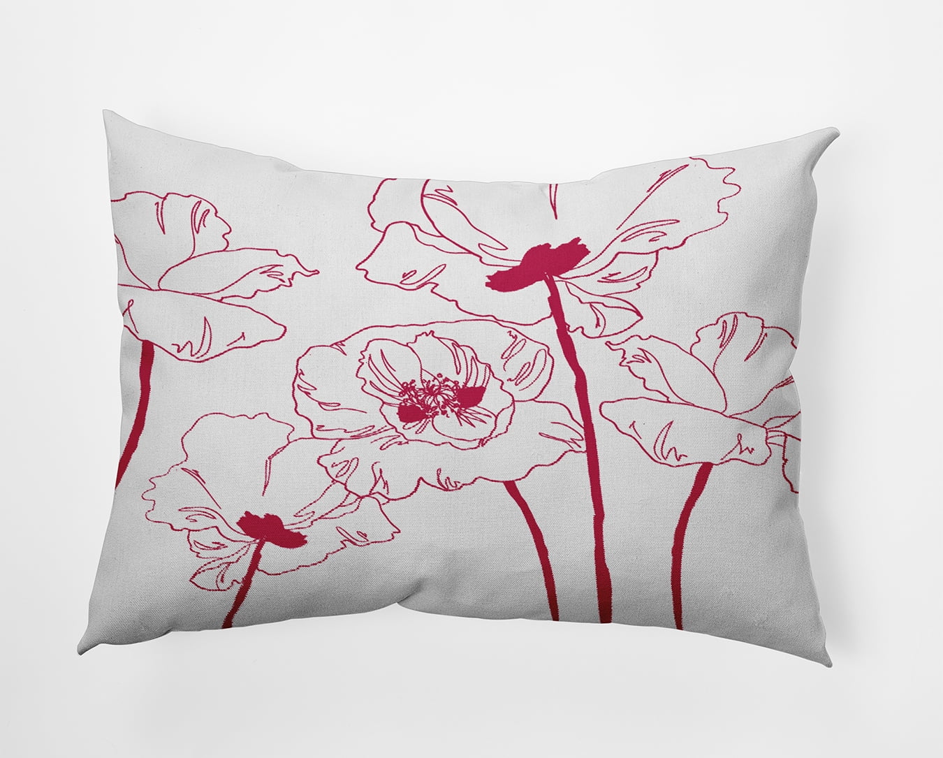 20" x 14" Simply Daisy Popping Poppies Polyester Accent Pillow, Bold Pink Qty 1