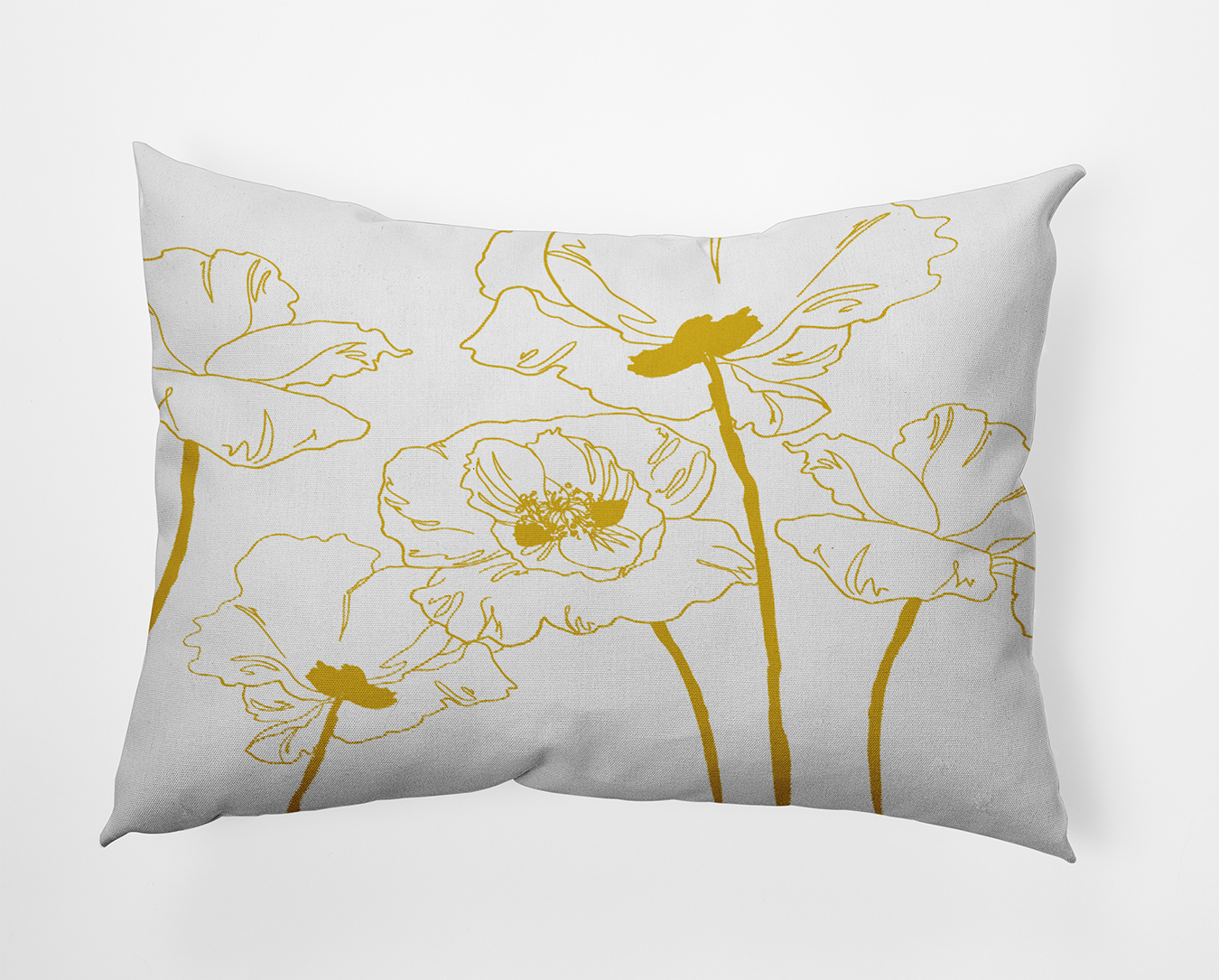 20" x 14" Simply Daisy Popping Poppies Polyester Accent Pillow, Mustard Qty 1
