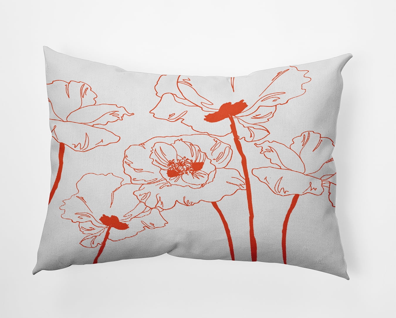 20" x 14" Simply Daisy Popping Poppies Polyester Accent Pillow, Surf Board Orange Qty 1