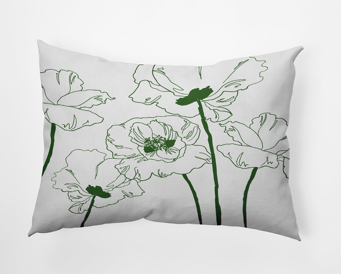 20" x 14" Simply Daisy Popping Poppies Polyester Indoor/Outdoor Pillow, Leaf Qty 1