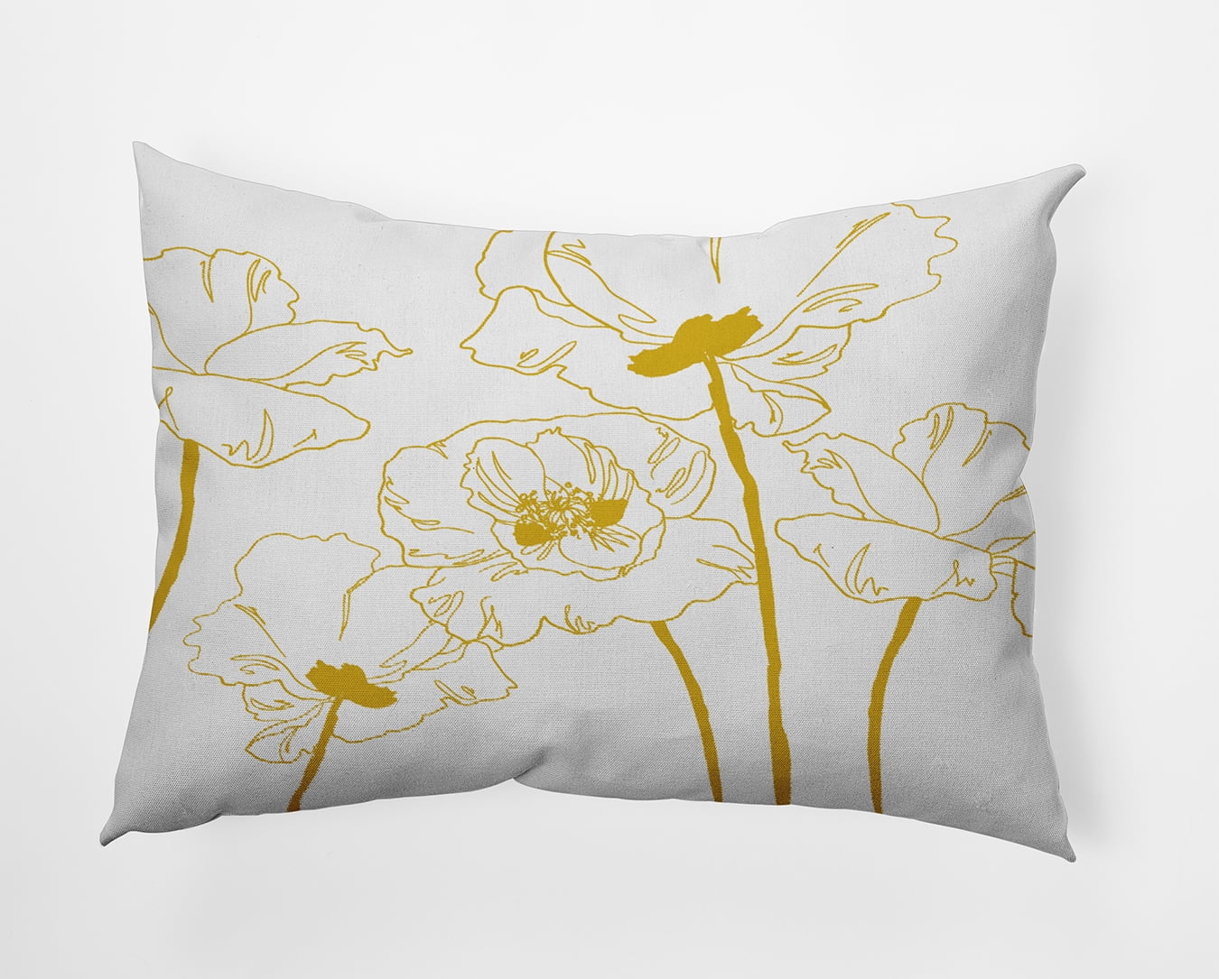 20" x 14" Simply Daisy Popping Poppies Polyester Indoor/Outdoor Pillow, Mustard Qty 1