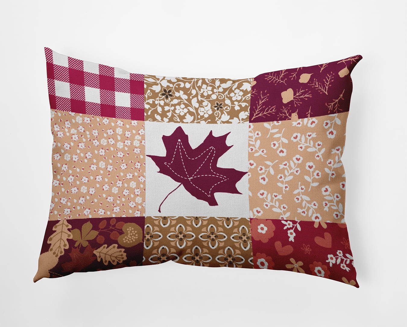 20" x 14" Simply Daisy Printed Quilt Leaves Polyester Accent Pillow, Fuschia Qty 1