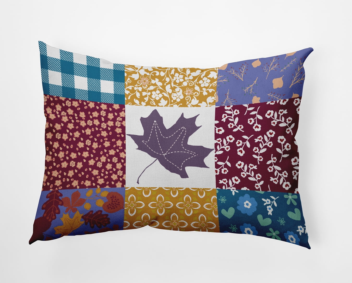 20" x 14" Simply Daisy Printed Quilt Leaves Polyester Accent Pillow, Larkspur Qty 1