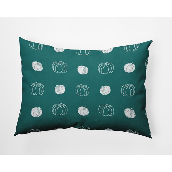20" x 14" Simply Daisy Pumpkin Pattern Polyester Accent Pillow, Teal Qty 1